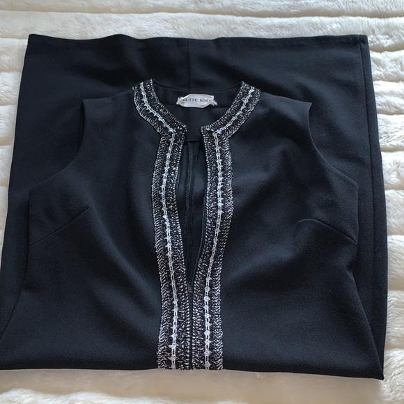 Vintage 60’s Mod black & Silver zippered front black sleeveless midi dress M - Picture 10 of 12